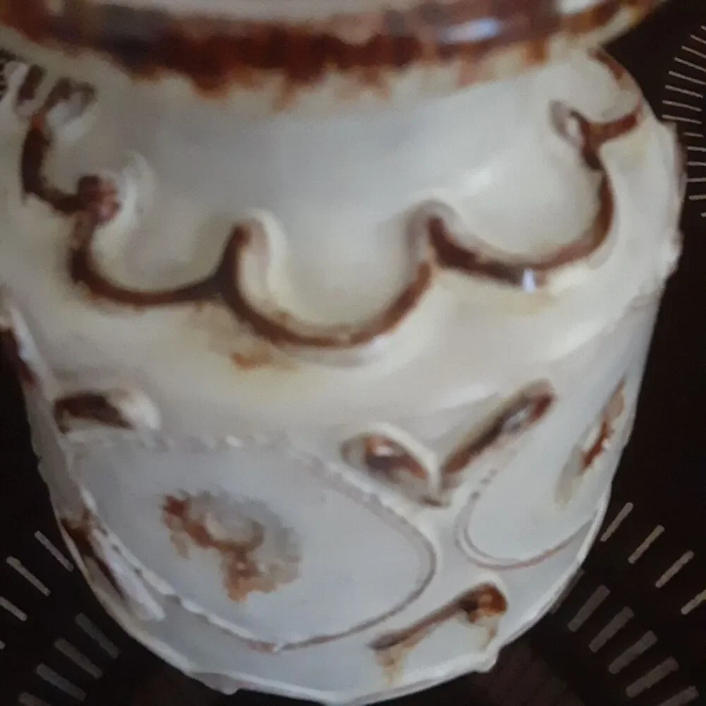 Vintage Textured Handpainted Stoneware Vase Masculine Old World